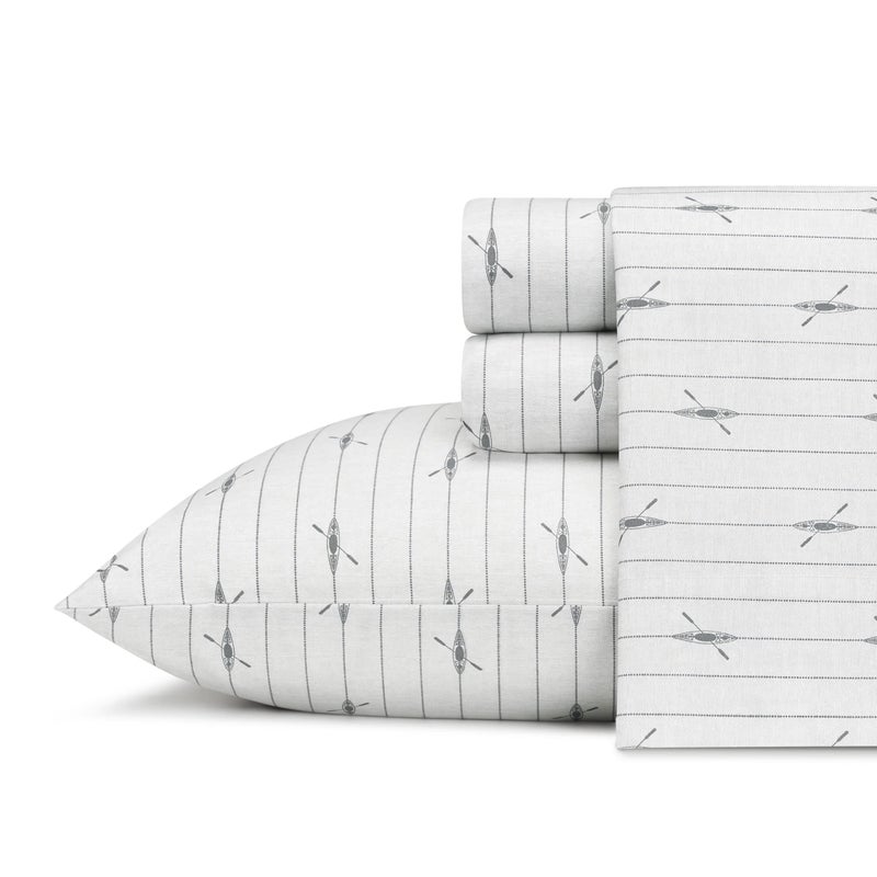 Eddie Bauer - Twin XL Sheet Set, Cotton Percale Bed Sheets, Crisp & Cool, Ideal Dorm Essentials (Downstream, Twin XL) - Image 1